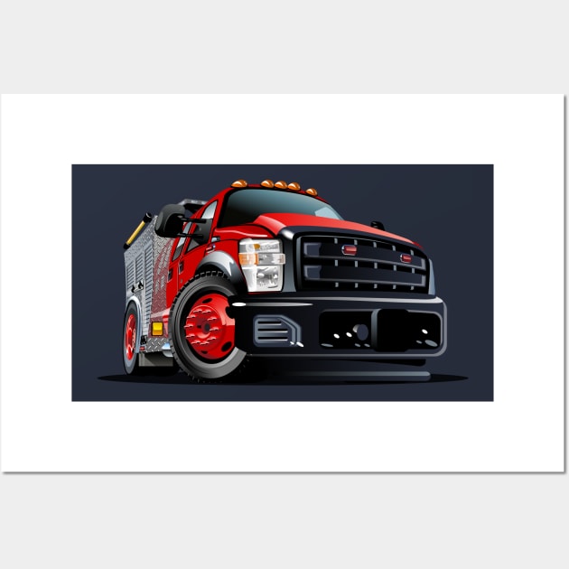 Cartoon firetruck Wall Art by Mechanik